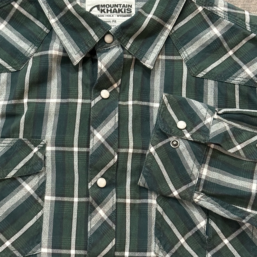 Mountain Khakis Shirt Mens Large Long Sleeve Flannel Snap Front Outdoor